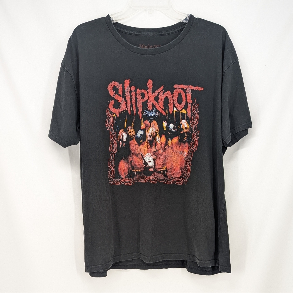 Vintage Slip Knot Black Graphic Band T-Shirt Size 2XL 90s Heavy Rock Distressed